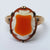 14k Gold Orange And White Agate Shield Ring Size U.K Y Rare Antique circa 1920