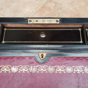 Superb Large Brass Bound Flame Mahogany Writing Box Fully Fitted With Side Drawer Antique Victorian Circa 1870