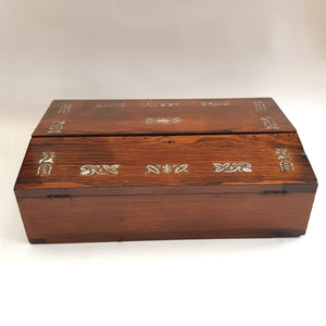 Rosewood Mother Pearl Inlaid Ladies Writing Slope Antique Victorian circa 1880