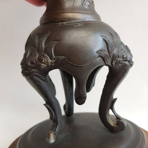 Japanese Bronze Dragon Adorned Candlestick Antique Tokugawa Edo Period circa 1700