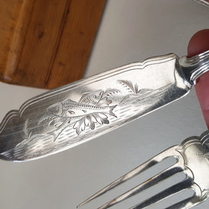 Superb Set Of Silver Plated Fish Cutlery In Original Box With Key Antique Edwardian circa 1905