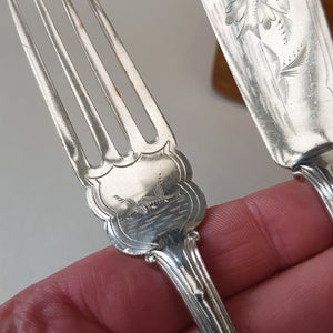 Superb Set Of Silver Plated Fish Cutlery In Original Box With Key Antique Edwardian circa 1905