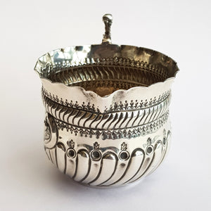 Superb Sterling Silver Fluted Repousse Serpent Handled Small Creamer Jug Antique London circa 1890