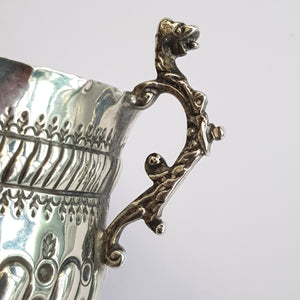 Superb Sterling Silver Fluted Repousse Serpent Handled Small Creamer Jug Antique London circa 1890