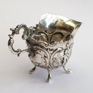 Sterling Silver Dutch Import Repousse Rococo Cherub Style Cream Jug Antique Victorian London circa 1893