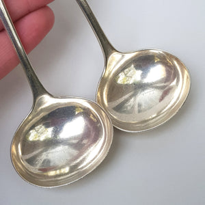 English Sterling Silver Matched Pair Of Sauce Ladles Vintage Birmingham Circa 1936