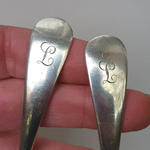 English Sterling Silver Matched Pair Of Sauce Ladles Vintage Birmingham Circa 1936