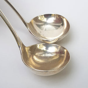 English Sterling Silver Matched Pair Of Sauce Ladles Vintage Birmingham Circa 1936