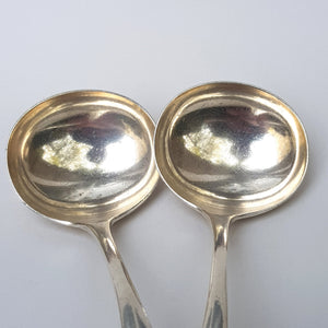 English Sterling Silver Matched Pair Of Sauce Ladles Vintage Birmingham Circa 1936