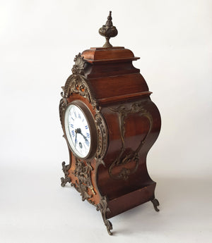 Lenskirch Walnut Ormolu Rococo Style Pendulum Mantle Clock Working German Antique circa 1895