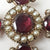 9k Rose Gold Almandine Garnet And Pearl Budded Croix Cross Brooch Antique Georgian Circa 1810