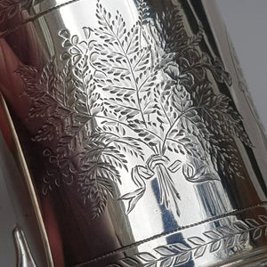 Superb Sterling Silver Sweet Cicely Detailed Mug Antique Victorian London circa 1872