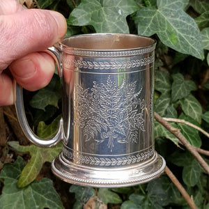 Superb Sterling Silver Sweet Cicely Detailed Mug Antique Victorian London circa 1872