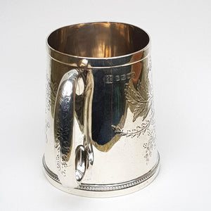 Sterling Silver Floral Chased Chutney Mug Antique Victorian Sheffield circa 1879