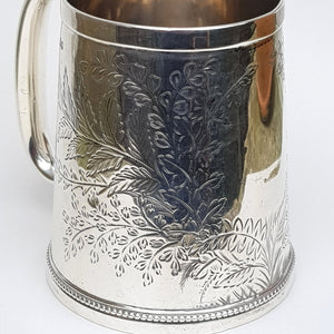 Sterling Silver Floral Chased Chutney Mug Antique Victorian Sheffield circa 1879