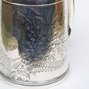 Sterling Silver Floral Chased Chutney Mug Antique Victorian Sheffield circa 1879