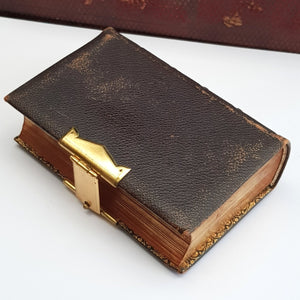 Superb Leather Bound Enamel Ormolu Decorated Church Services Book Antique Victorian circa 1880