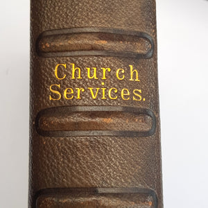 Superb Leather Bound Enamel Ormolu Decorated Church Services Book Antique Victorian circa 1880