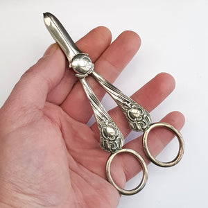 Fine Pair Of English Sterling Silver Grape Scissors James Dixon Antique Victorian Sheffield circa 1897