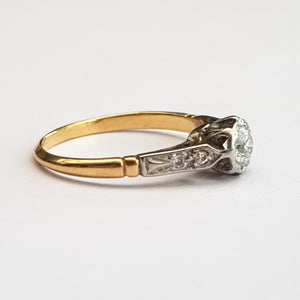 Gorgeous 18k Gold And Platinum Diamond Ring Size U.K O 1/2 Antique circa 1920