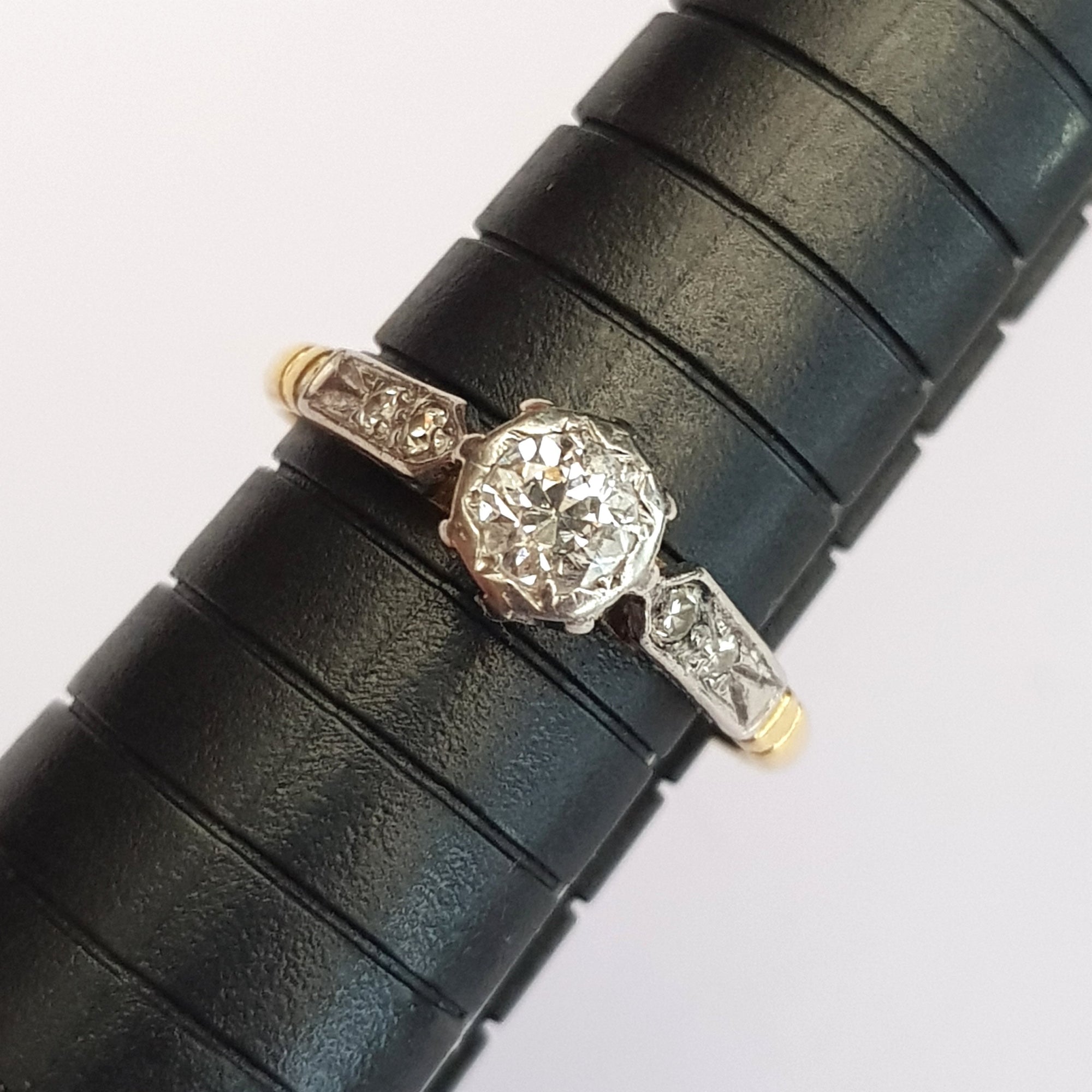 Gorgeous 18k Gold And Platinum Diamond Ring Size U.K O 1/2 Antique circa 1920