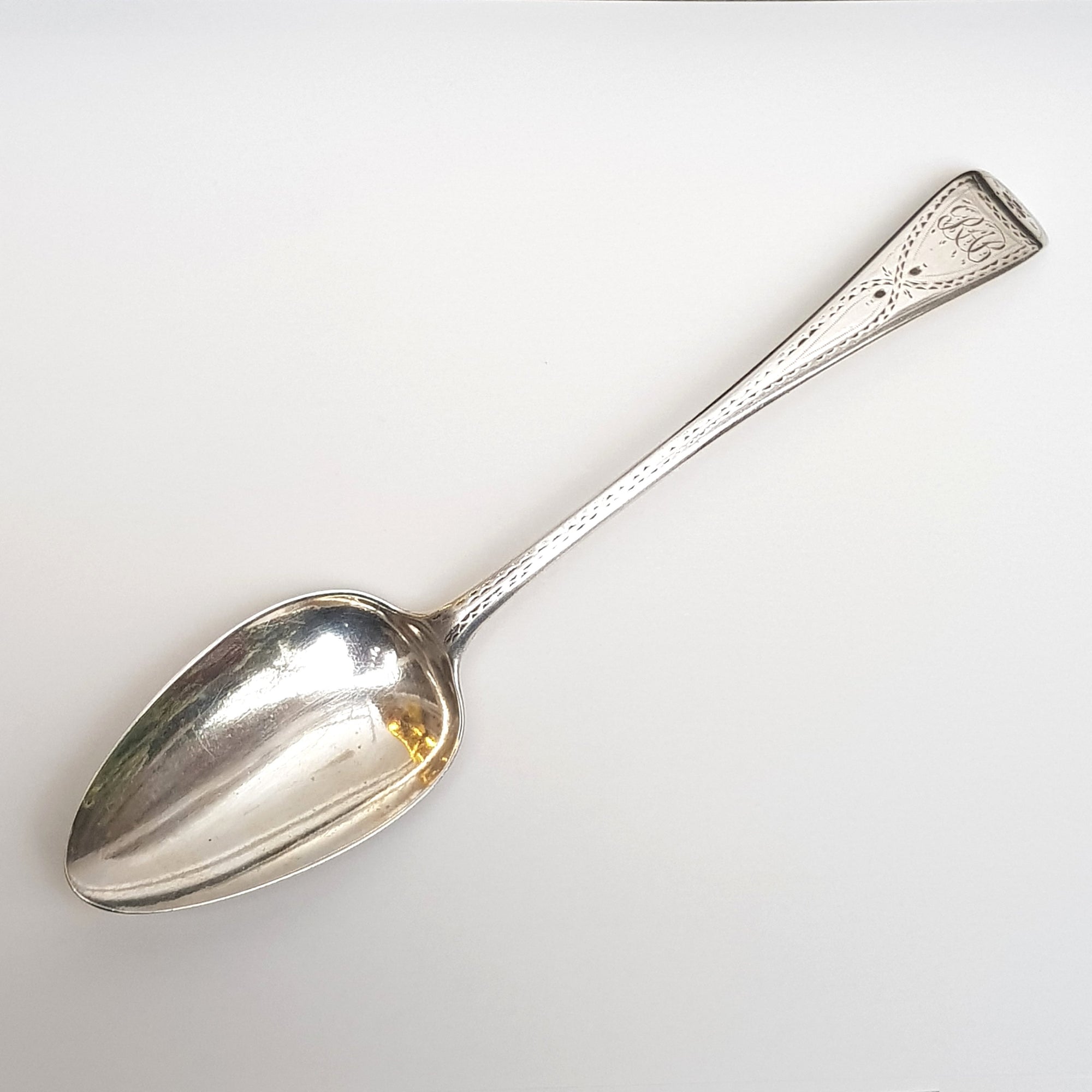 Sterling Silver Old English Pattern Bright Cut Table Spoon Antique Georgian London circa 1797