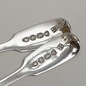 Sterling Silver Matched Pair Of Sterling Silver Crested Mustard Spoons Antique William IV Regency circa 1837