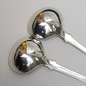 Sterling Silver Matched Pair Of Sterling Silver Crested Mustard Spoons Antique William IV Regency circa 1837