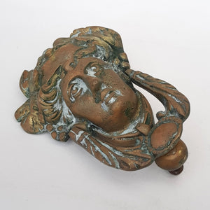 Cast Brass Large Door Knocker As Head Of Wine God Bacchus Antique Edwardian Circa 1910