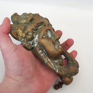 Cast Brass Large Door Knocker As Head Of Wine God Bacchus Antique Edwardian Circa 1910