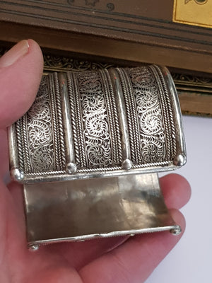 Continental Solid Silver Ornate Nautilus Pattern Cuff Bangle Antique circa 1880