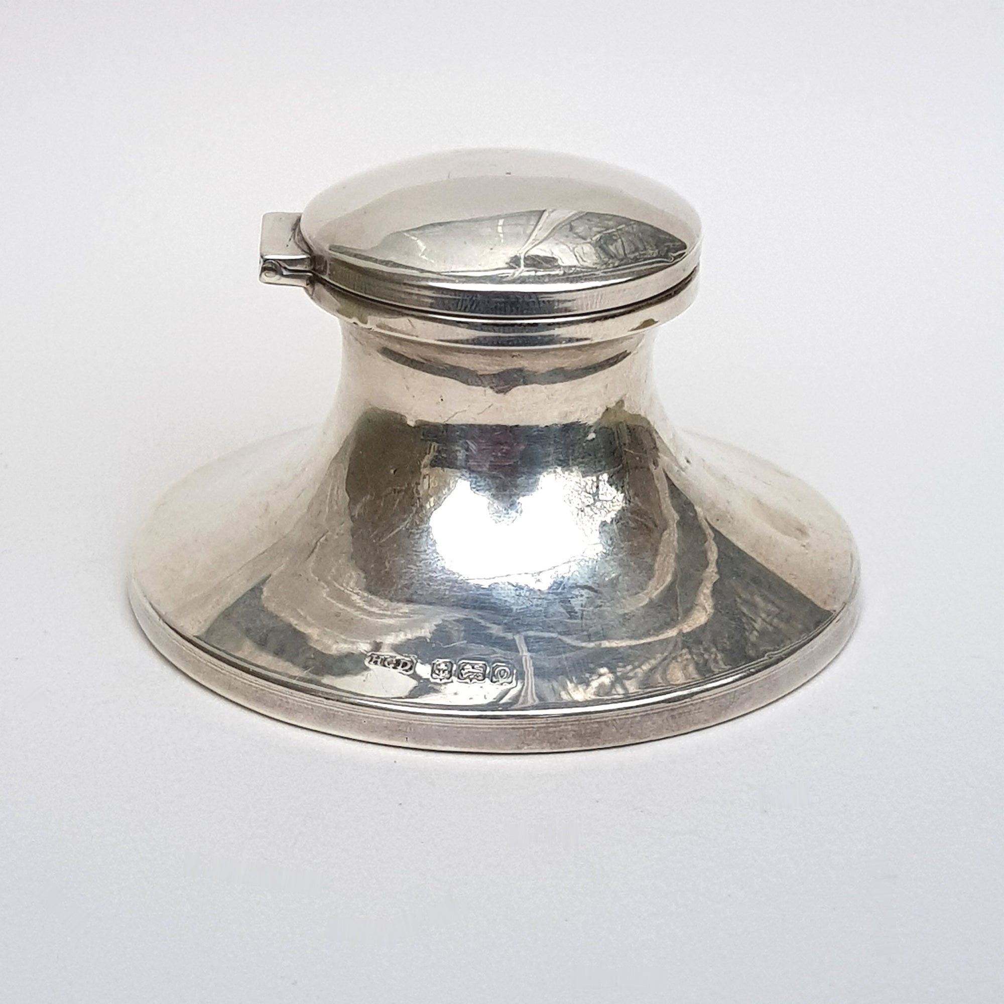 Sterling Silver Capstan Desk Inkwell Antique Birmingham Circa 1913