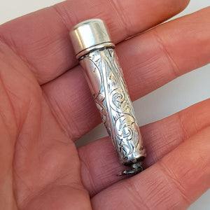 Sterling Silver Cheroot Holder Fob Case With Original Carved Amber Cheroot Holder Antique Edwardian Birmingham Circa 1910