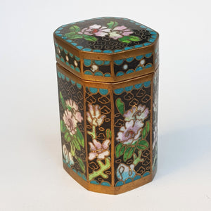 Enamelled Bronze Cloisonne Floral Patterned Panelled Lidded Box Vintage circa 1950's