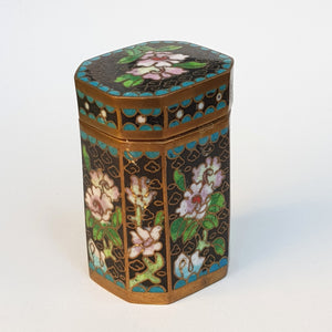 Enamelled Bronze Cloisonne Floral Patterned Panelled Lidded Box Vintage circa 1950's