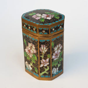 Enamelled Bronze Cloisonne Floral Patterned Panelled Lidded Box Vintage circa 1950's