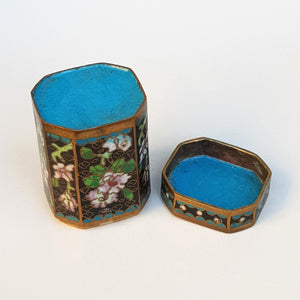 Enamelled Bronze Cloisonne Floral Patterned Panelled Lidded Box Vintage circa 1950's