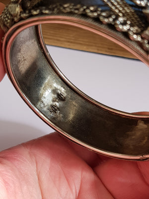 Jeweller Made Solid Silver Flower And Filigree Keyed Pattern Slave Bangle Antique circa 1910