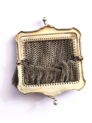 Superb French Solid Silver Chain Mesh Chatelaine Coin Purse Antique Circa 1890