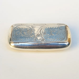 Sterling Silver Victorian Style Pocket Pill Box Ornate Floral Engraved Vintage London Circa 1993