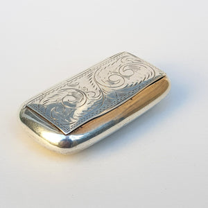 Sterling Silver Victorian Style Pocket Pill Box Ornate Floral Engraved Vintage London Circa 1993