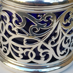 Sterling Silver Heavy Gauge Large Sized Ornate Table Mustard Pot With Spoon Antique Victorian London Circa 1842