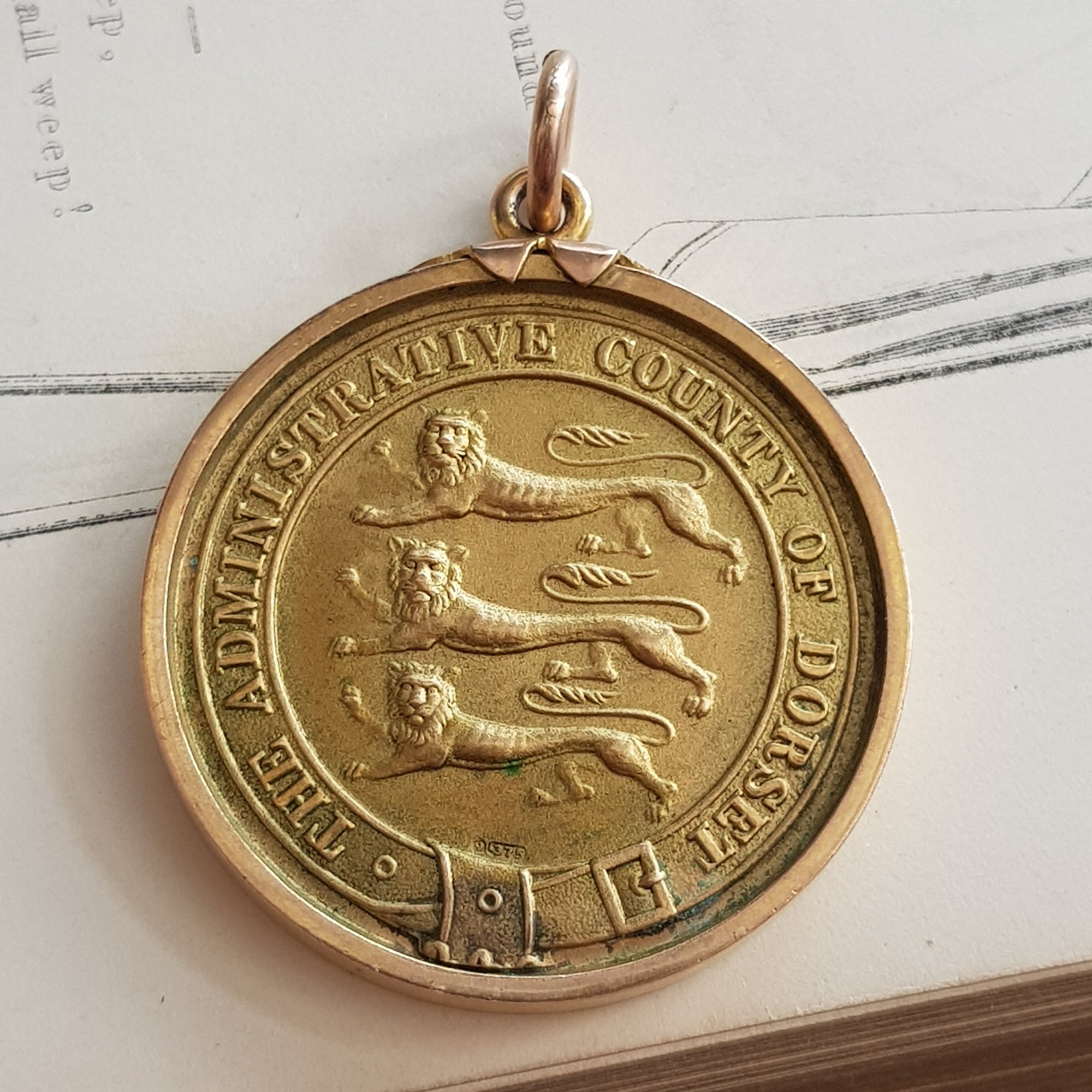 9k Gold Rare Mounted Medal Dorset County Egg Laying Trials Vintage Birmingham circa 1934