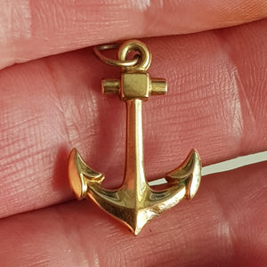 9k Gold Bracelet Charm Or Pendant As A Ships Anchor Vintage circa 1970s