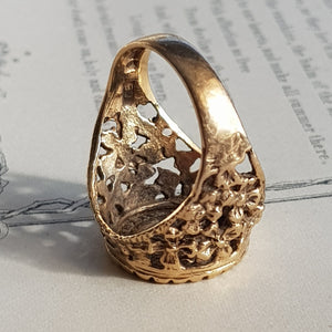 9k Gold Ring With 14k Gold 1 Taller Coin Setting Size UK M Vintage Birmingham circa 1978