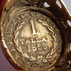 9k Gold Ring With 14k Gold 1 Taller Coin Setting Size UK M Vintage Birmingham circa 1978