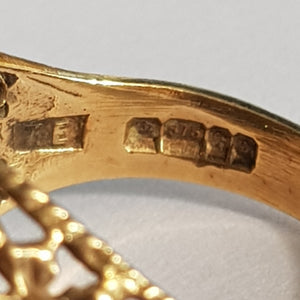 9k Gold Ring With 14k Gold 1 Taller Coin Setting Size UK M Vintage Birmingham circa 1978