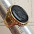 9k Gold Black Jet Roman Centurion Signet Ring Size UK O Vintage London circa 1971