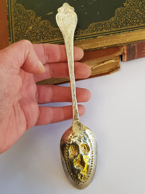 Sterling Silver Repousse Low Mark Dog Nose Berry Spoon Antique London circa 1758