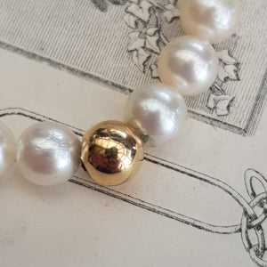 14k Gold & Pearl Beaded Bracelet With Diamond & Pearl Set Clasp Vintage Catherine Cockerell circa 1960's